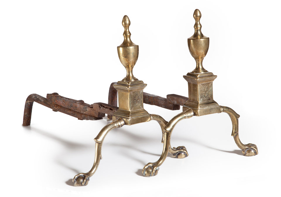 Pair of Diminutive Urn Top Andirons