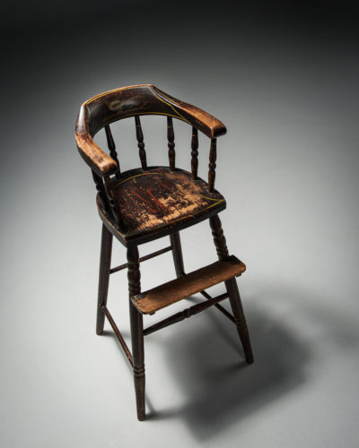 Barrel Form Windsor High Chair, 19th Century : Christopher H Jones Antique High Chair - Barrel Form Windsor High Chair, 19th Century : Christopher H Jones