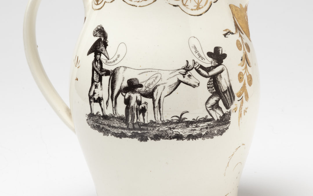 Creamware Jug with Political Cartoon, circa 1809 – SOLD