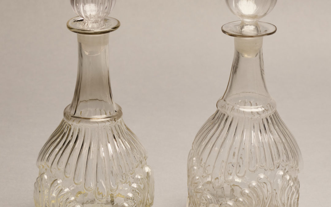 A Pair of Blown Glass Decanters