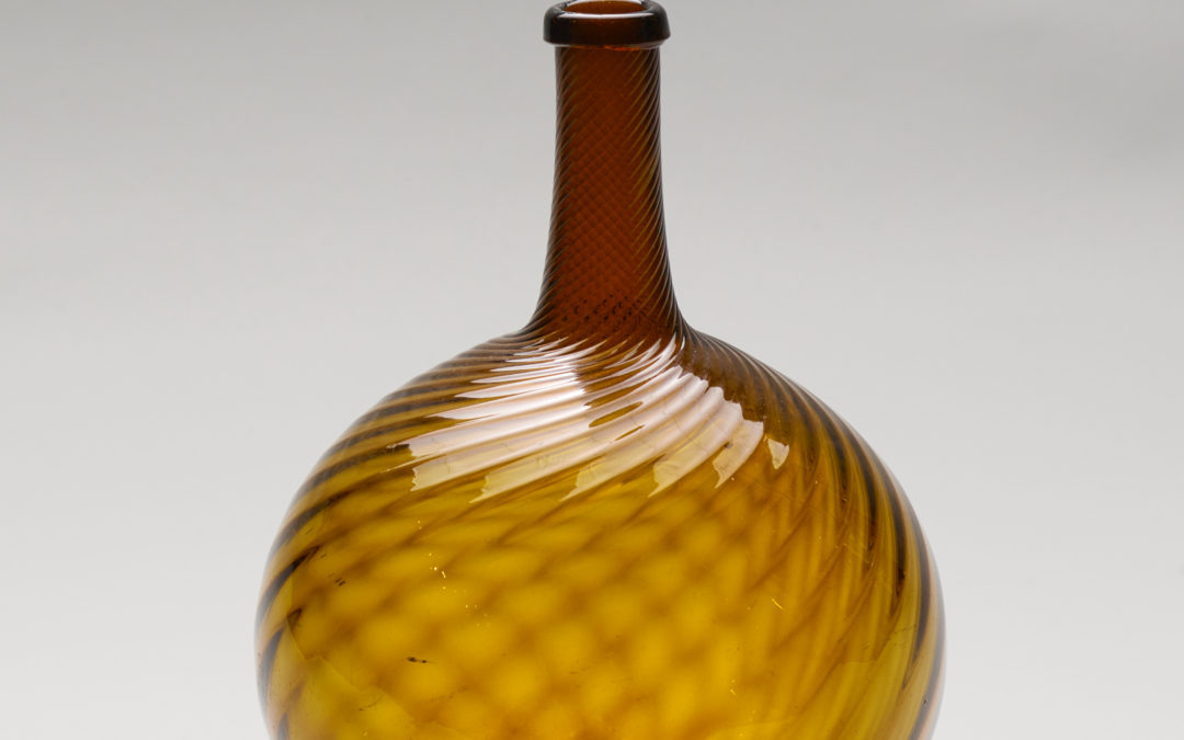 Amber Swirl Glass Bottle 9″